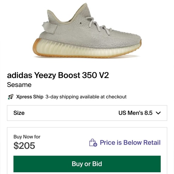 EUC Men’s Size 8.5 (Euro Sz 42) Yeezy Boost 350 V2 Sneakers In Sesame Color - Picture 4 of 17